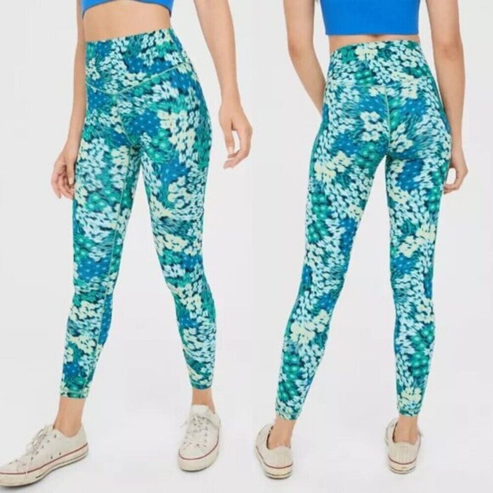 Aerie Women's Offline Real Me Xtra 7/8 Leggings Emerald Green Blue Small